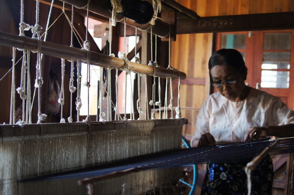 A woman working a silk loom. I have had mixed feelings about all these demonstrations. On one hand, they are pure tourist entertainment. On the other hand these demonstrations actually provide a good overview of how things are produced.